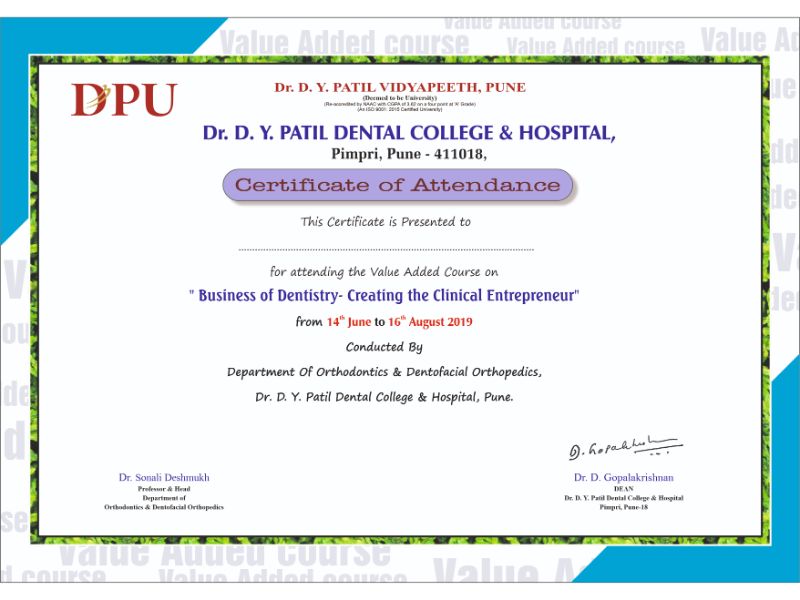 Business of Dentistry – Creating the Clinical Entrepreneur Certificate