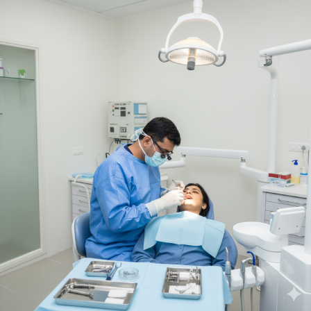 Dentist treating a patient